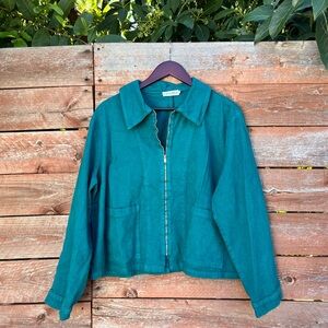 LACAUSA Teal Zip Front Utility Jacket Size M
